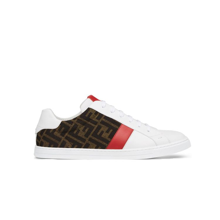 펜디 FF 로고 프린트 레드 로우탑 스니커즈