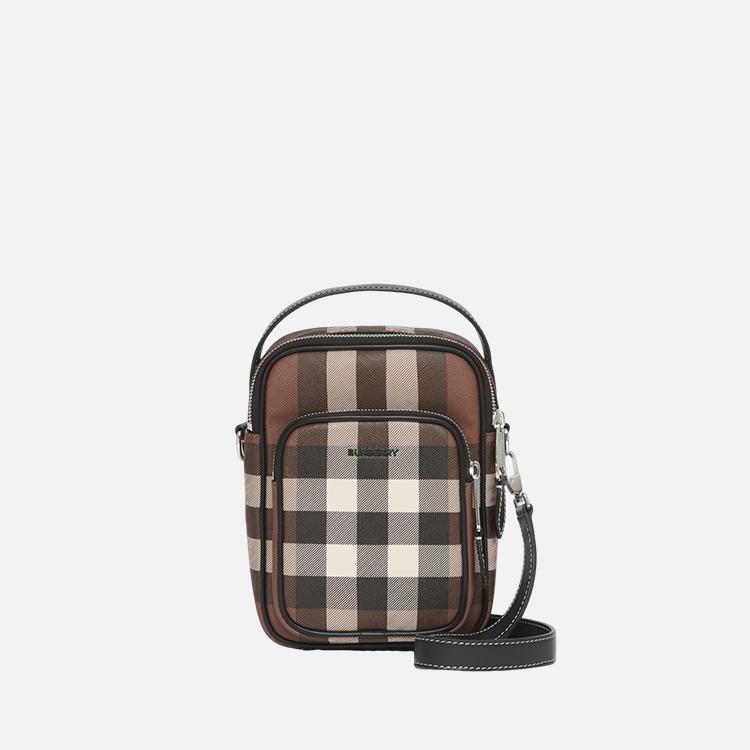 버버리 체크 E 캔버스 메신저백