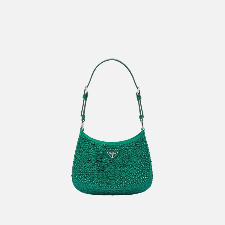 프라다 크리스털 장식 클레오 새틴 백