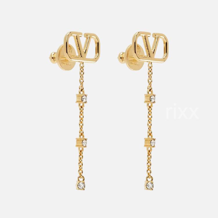 발렌티노 골드 V로고 시그니처 이어링