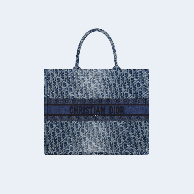 디올 북 토트 라지 백 데님 블루