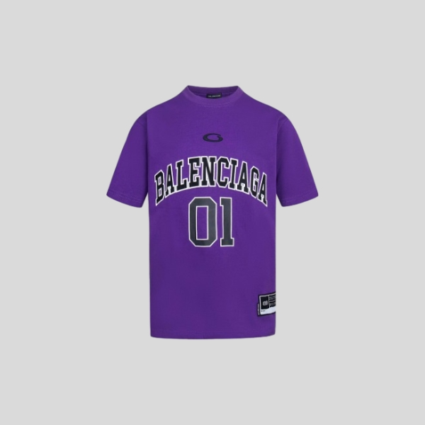 발렌시아가 바스켓볼 오버사이즈 티셔츠 퍼플