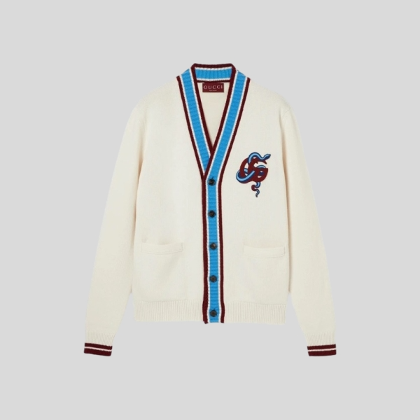 구찌 뱀 로고 자수 가디건