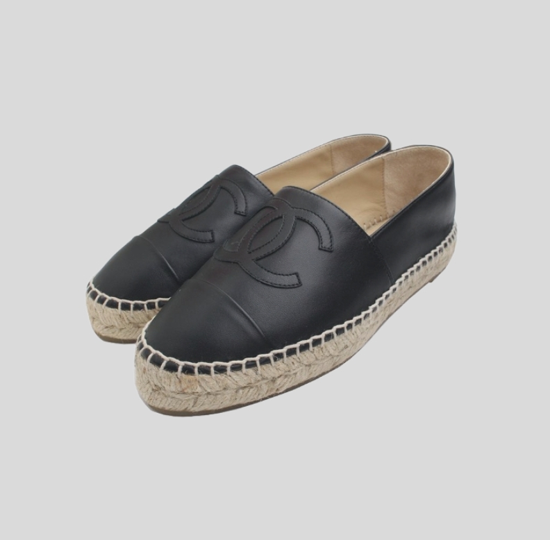 샤넬 샤넬 블랙 램스킨 에스파드리유 슈즈