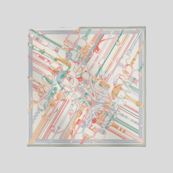 에르메스 양면 실크 스카프 화이트