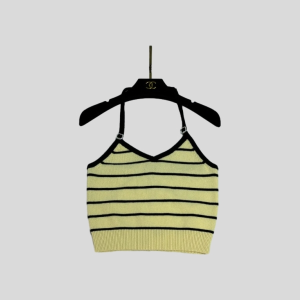 샤넬 스트라이프 홀터넥 탑