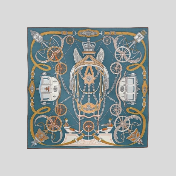 에르메스 wheel of Honor 숄(블루)