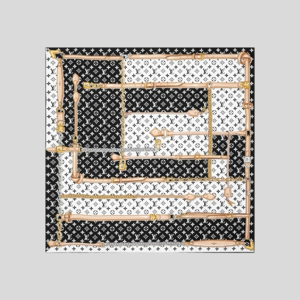 루이비통 체인 스퀘어 스카프(블랙&화이트)