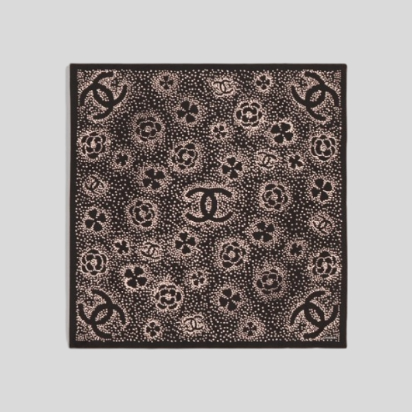 샤넬 폴카닷 클로버 블랙핑크 스카프