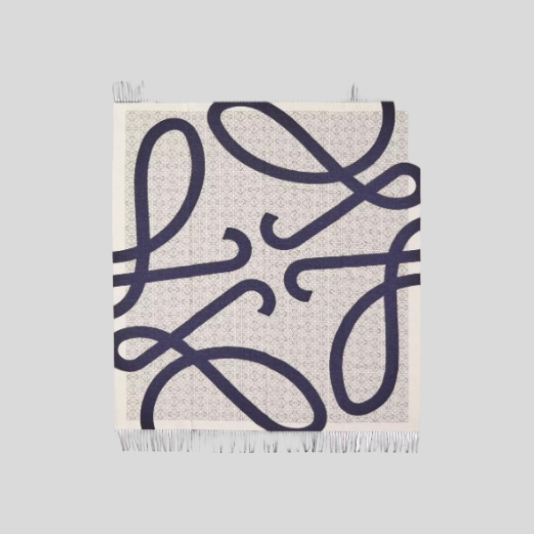 로에베 자카드 블랭킷 숄 블루