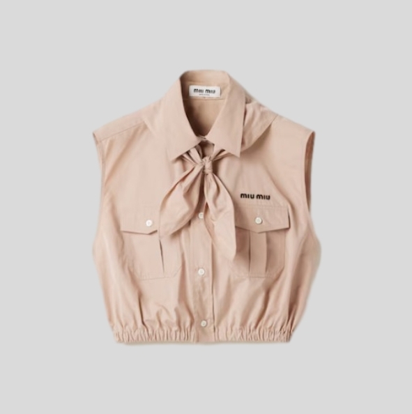미우미우 스카프 슬리브리스 셔츠