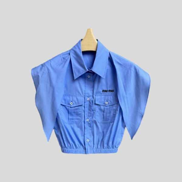 미우미우 스카프 슬리브리스 셔츠