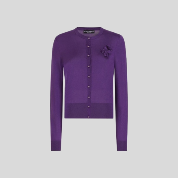 돌체앤가바나 라운드넥 실크 카디건