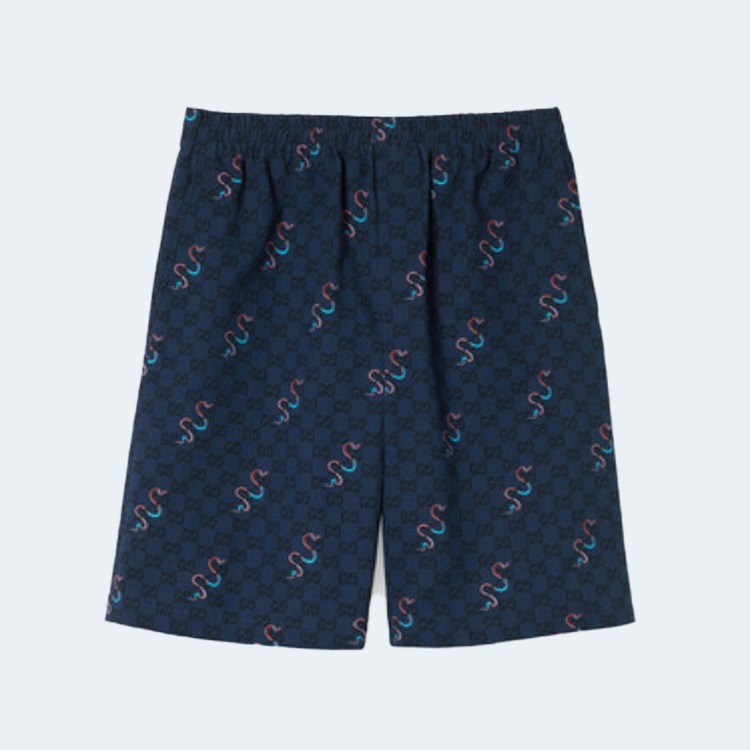 구찌 프린트 코튼 립스톱 쇼츠