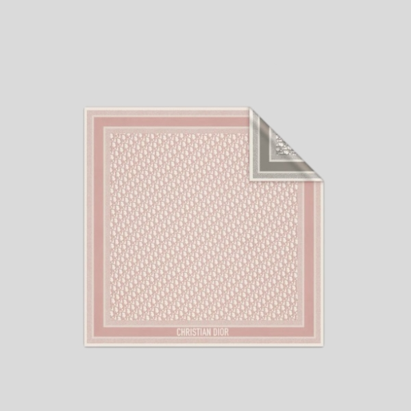 디올 양면 스퀘어 스카프 핑크그레이