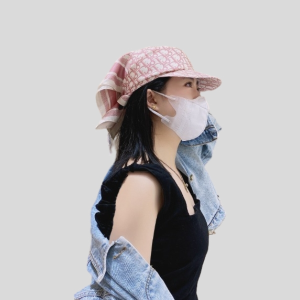 디올 스카프 선캡 핑크