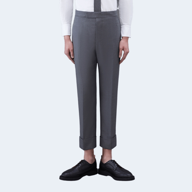 톰브라운 미디엄 그레이 슈퍼 120수 트윌 클래식 백스트랩 팬츠