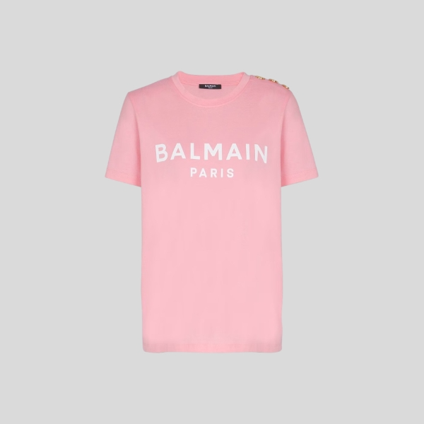 발망 프린트 장식 티셔츠 핑크