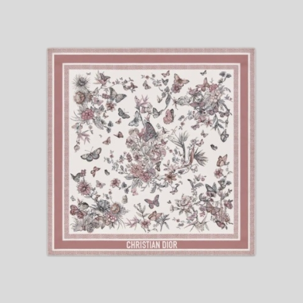 디올 버터플라이 스퀘어 스카프 핑크