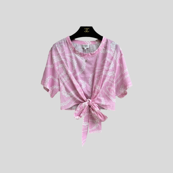 샤넬 레이스업 탑 핑크