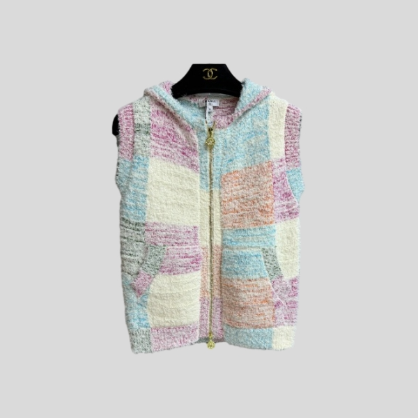 샤넬 지퍼 후드 탑