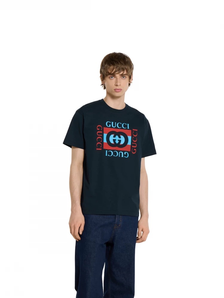 구찌 코튼 로고 반팔 티셔츠