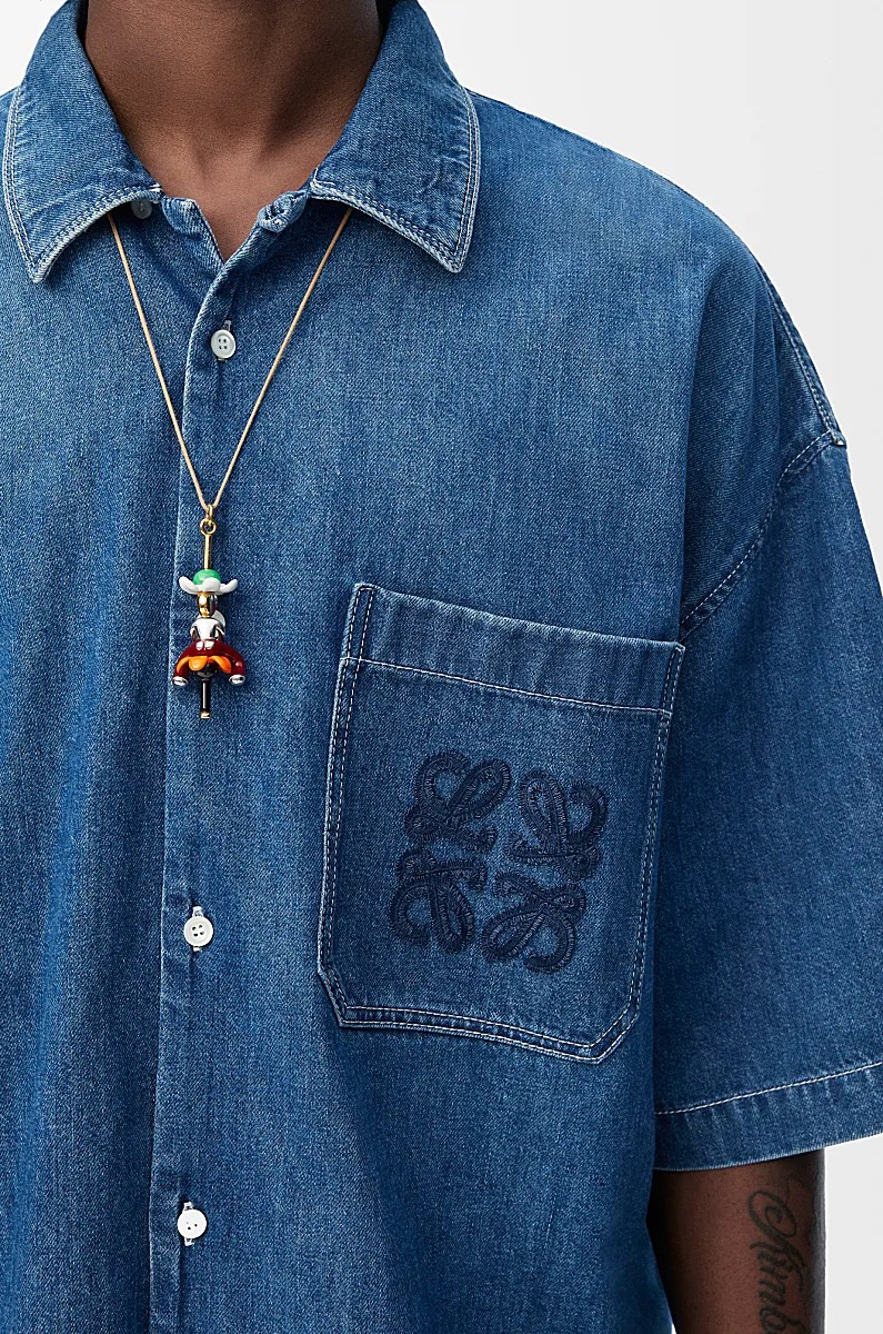 로에베 데님 반팔 셔츠