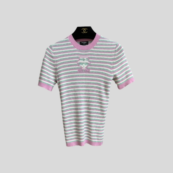 샤넬 만화 줄무늬 니트 반팔