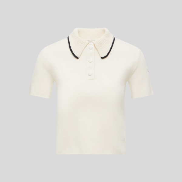 몽클레어 니트 코튼 폴로 셔츠 화이트