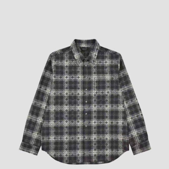 크롬하츠 크로스 프린팅 체크 셔츠