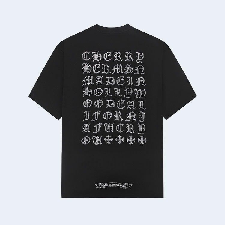 크롬하츠 크로아 하트 다이아몬드 로고 티셔츠 블랙