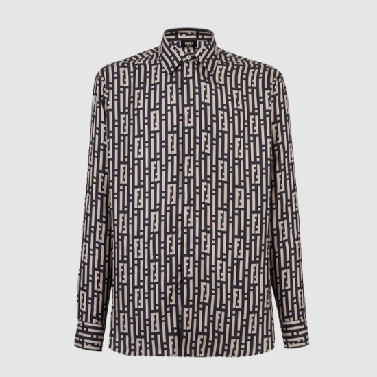 펜디 컬러 블록 멀버리 실크 셔츠