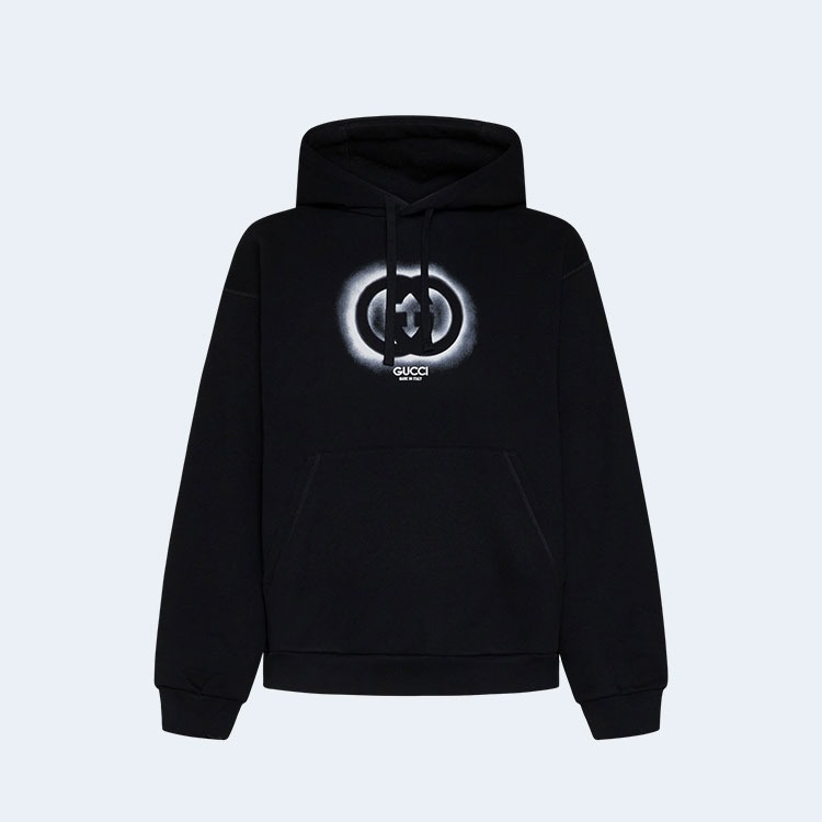 구찌 로고 코튼 후디