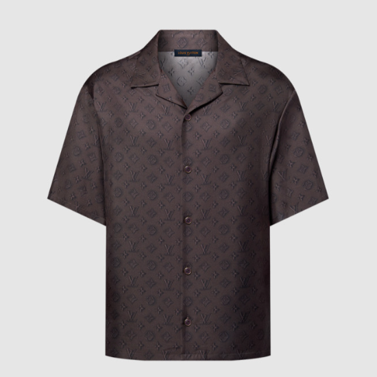루이비통 프린티드 모노그램 쇼트 슬리브드 실크 셔츠NEW