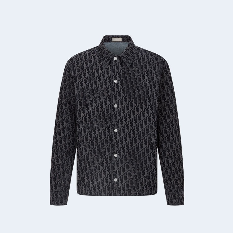 디올 오블리크 블루 코튼 오버 셔츠