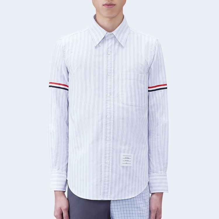 톰브라운 스트라이프 옥스포드 암밴드 셔츠
