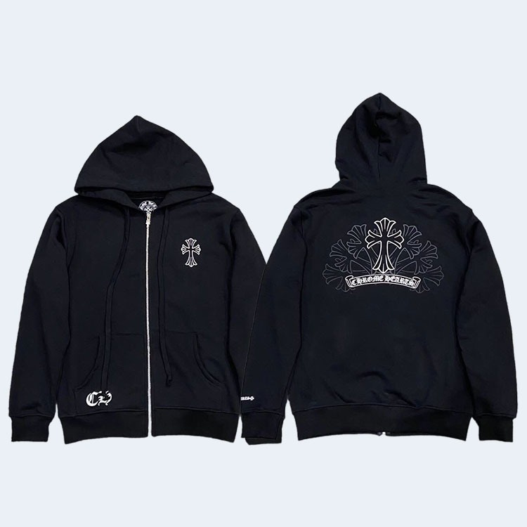 크롬하츠 페이드 크로스 후드집업