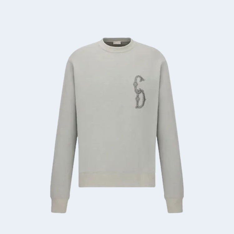 디올 인터레이스 자수 크루넥