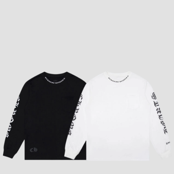 크롬하츠 암 레터링 크루넥 롱 슬리브 티셔츠