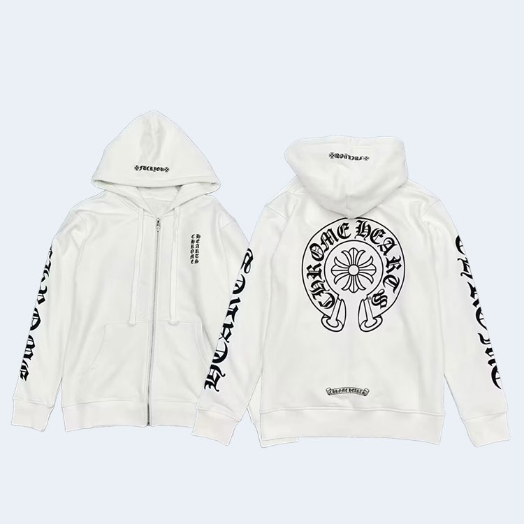 크롬하츠 버티컬 로고 후드집업