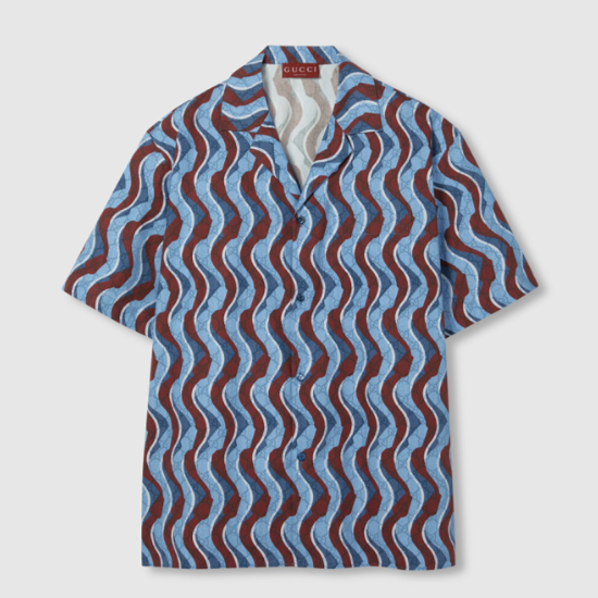 구찌 프린트 코튼 포플린 셔츠