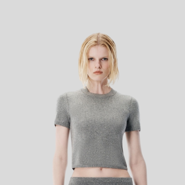 알렉산더왕 블랙 울 블렌드 핫픽스 로고 티셔츠