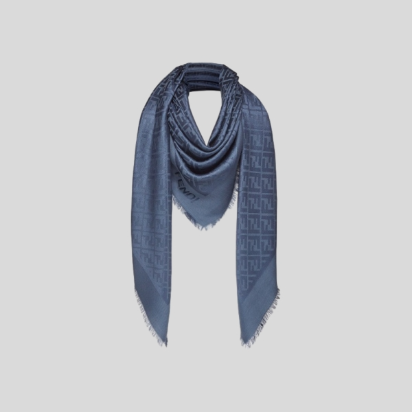 펜디 다크 블루 오가닉 실크와 울 숄
