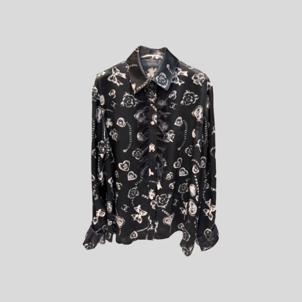 샤넬 뉴 레이스 카멜리아 러브 리본 셔츠