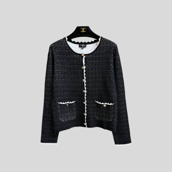 샤넬 화이트 레이스 가디건