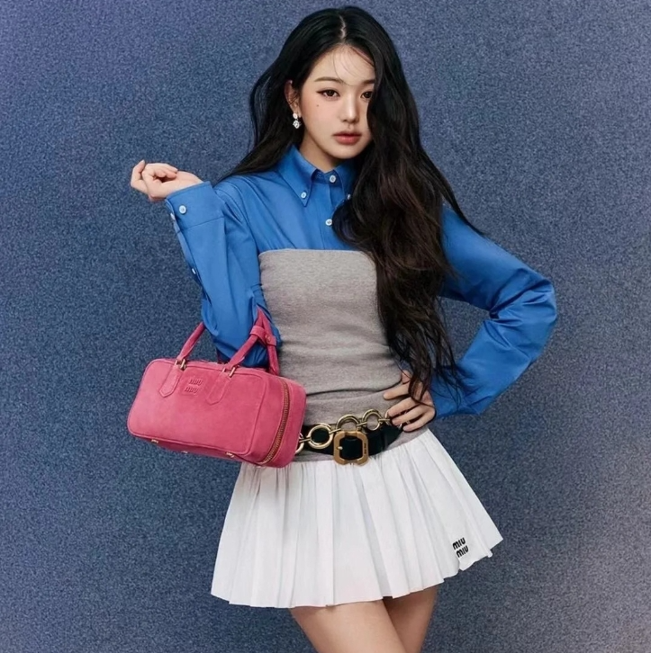 미우 미우 포플린 앤 저지 미니스커트