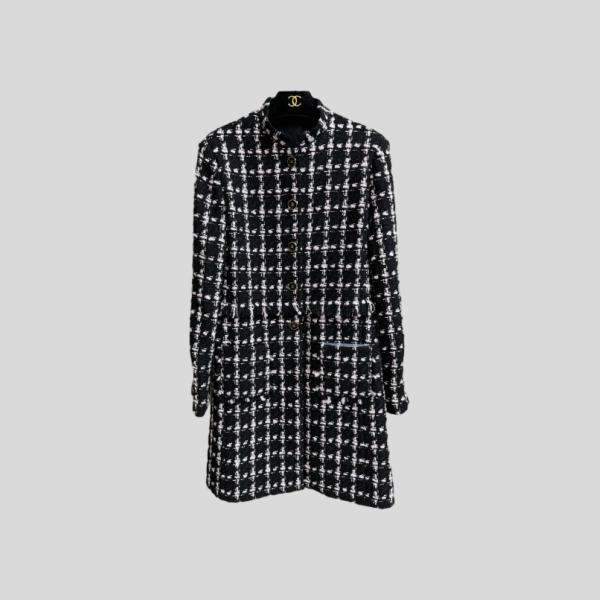 샤넬 블랙&핑크 체크 자켓