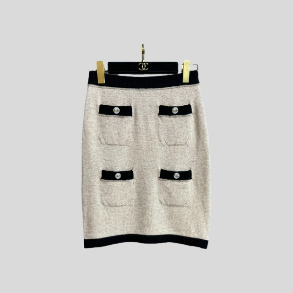 샤넬 콘트라스트 니트 스커트