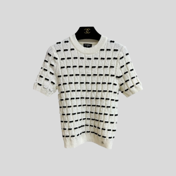 샤넬 리본 반팔 니트