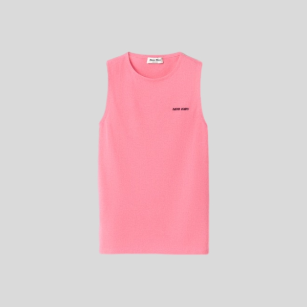 미우미우 캐시미어와 실크 크루넥 니트 탑(2color)